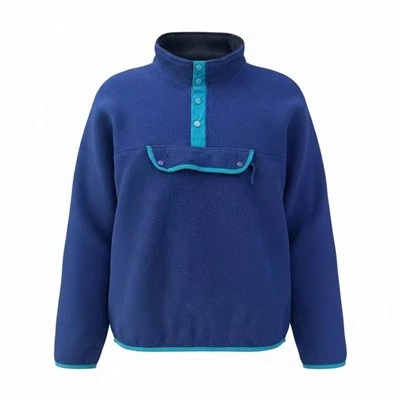 Mens Quarter Button Streetwear Fleece Pullover