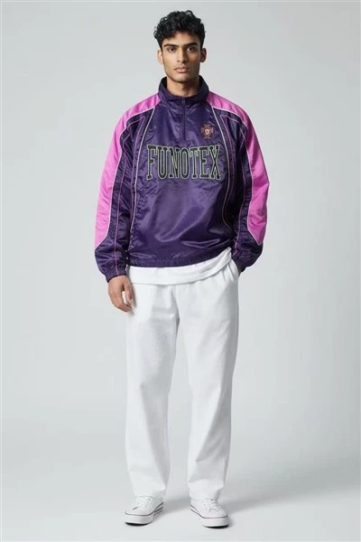 Men's Half-zip Shiny Piping Track Jacket Pullover high quality